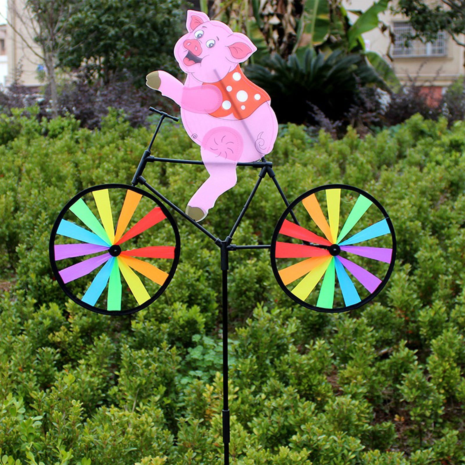 3D Animal on Bike Windmill Wind Spinner Whirligig Garden Lawn Yard Decors DIY 