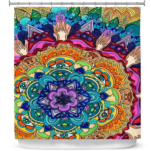 Shower Curtains 70" x 93" from DiaNoche Designs by Rachel Brown - Microcosm Mandala
