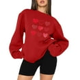 thumbnail image 1 of Chemise à Manches Longues Femme Décontractée Manches Longues Col Rond Hauts Chemises Amples Blouse Imprimé Saint-Valentin Chandail en Molleton Graphique Manches Longues Chemises Femme Hauts Col Montant pour Femme, 1 of 5