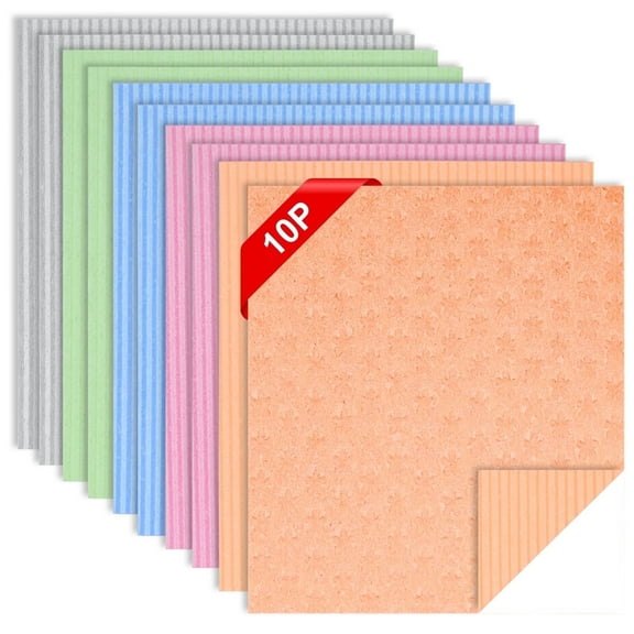 Swedish Dishcloths 10 Pack,Washable Dish Cloths for Kitchen,Absorbent Cellulose Sponge Cloths,Reusable Paper Towels,7 x 8 inch