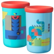 Tommee Tippee Easiflow 360° Spill-Proof Cup with Travel Lid, Whale & Crocodile – 12m+, 2pk