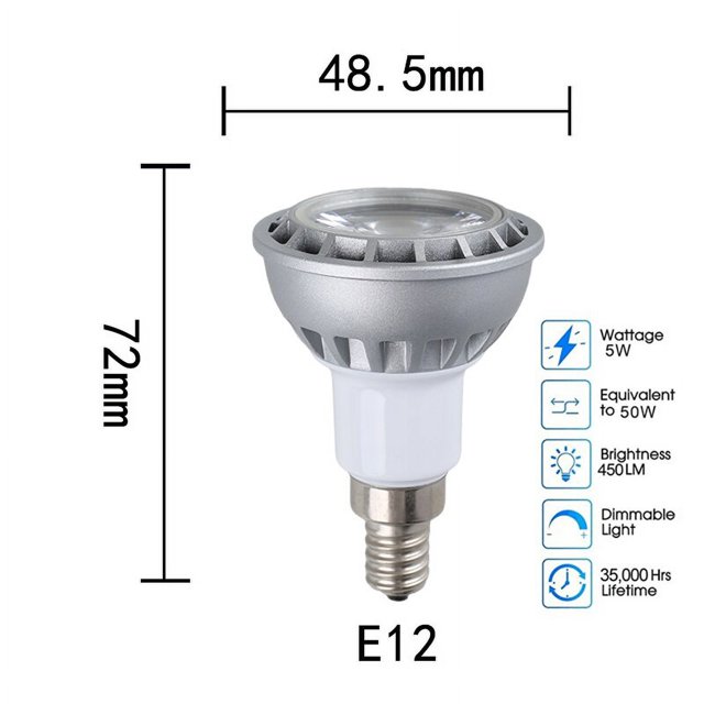 Bombilla LED de luz descendente RGB MR16, E27, E14, GU10, GU5.3, B15, 5W, COB, Ángulo de haz alto de 36 °, 450LM, CA 85-265V, 30W, equivalente a halógeno