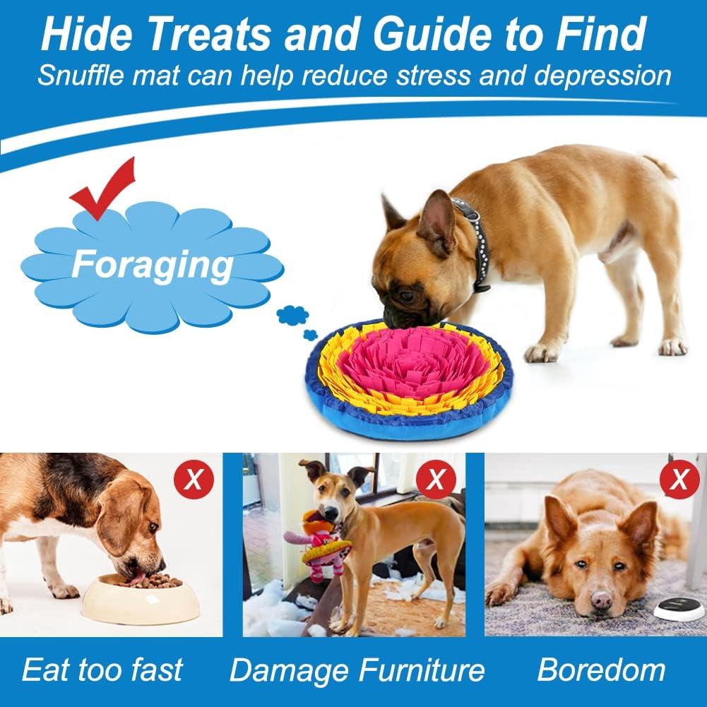 Snuffle Mat for Dogs, Interactive Dog Enrichment Toys for Boredom and Mental Stimulation, Adjustable Sniff Mat for Slow Eating and Keep Busy (Red & Yellow)
