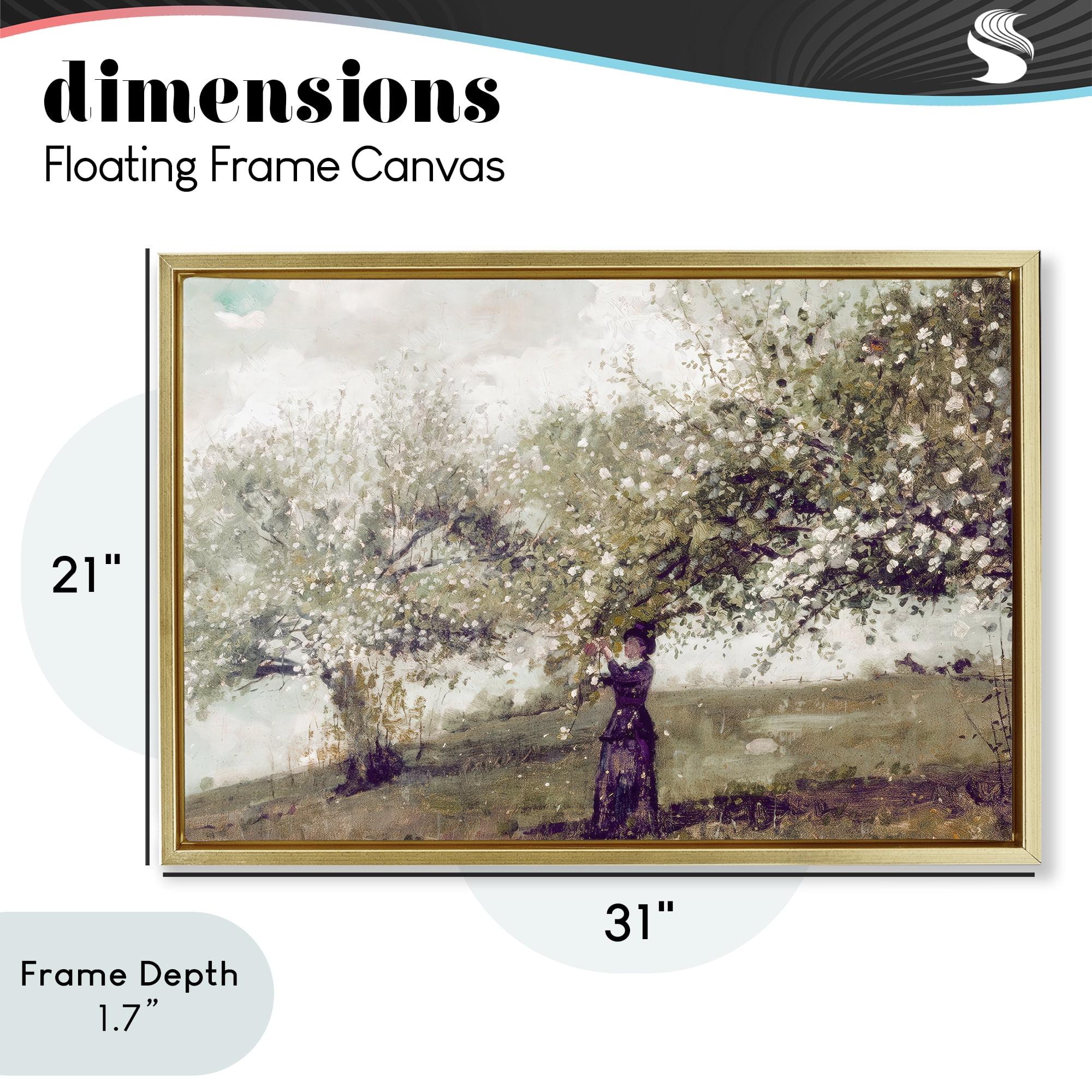 Stupell Industries Vintage Gathering Spring Blossoms Gold Framed Floater Canvas Wall Art, design by Leah Straatsma