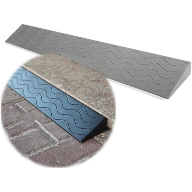 Garage Ramp Edge Door Threshold Ramp Threshold Ramp Doorway, Non-Slip Angled Entry Rated 1500 Lbs Load Capacity for Wheelchair and Scooter/Gray/100 * 12 * 5.5Cm