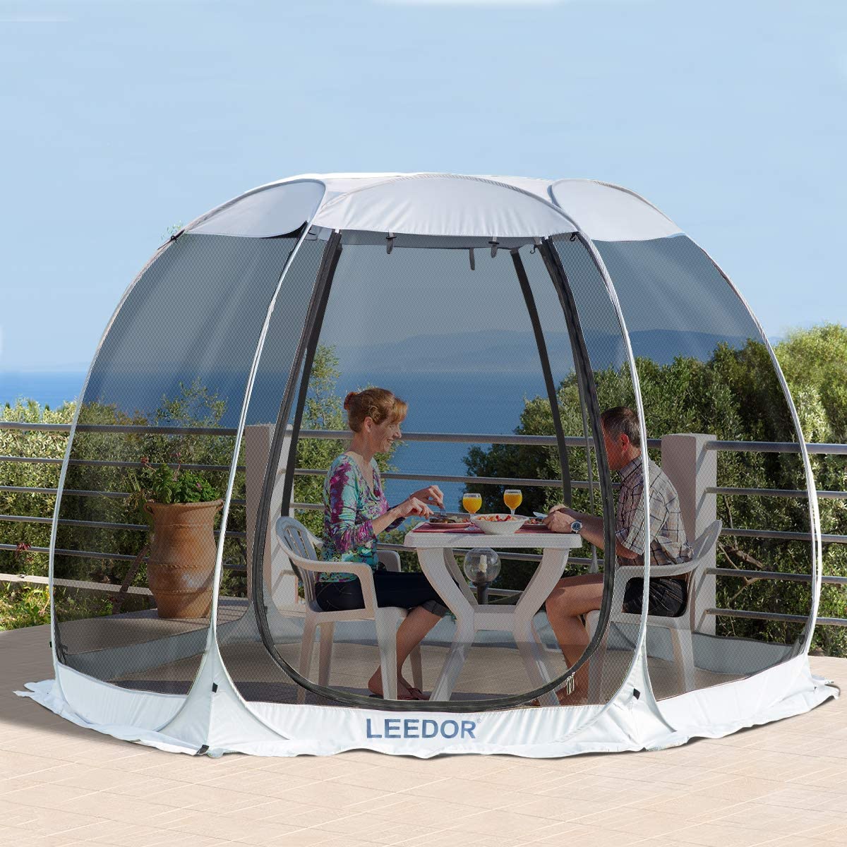 Leedor Gazebos for Patios Screen House Room 4-6 Person Canopy Mosquito Net Camping Tent Dining Pop Up Sun Shade Shelter Mesh Walls Not Waterproof Gray,10'x10' - image 2 of 7