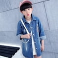 thumbnail image 6 of Vintage Kids Denim Jacket For Girls Cartoon Beauty Print Baby Long Denim Jacket Teens Retro long Jeans Trench Coat High Quality, 6 of 6