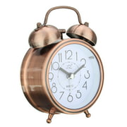 Metal Twin Bell Loud Alarm Clock,mute Wind Up Mechanical Clock,with Night Light