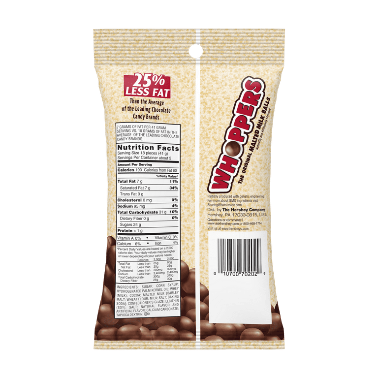 Whoppers, Malted Milk Balls Chocolate Candy, 7 oz