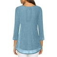 thumbnail image 3 of Dressy Tops for Women, Women's Pleated 3/4 Sleeve Glitter Shirts Casual Flowy Blouses Mesh Layered Tunic Tops (S, Light Blue), 3 of 6