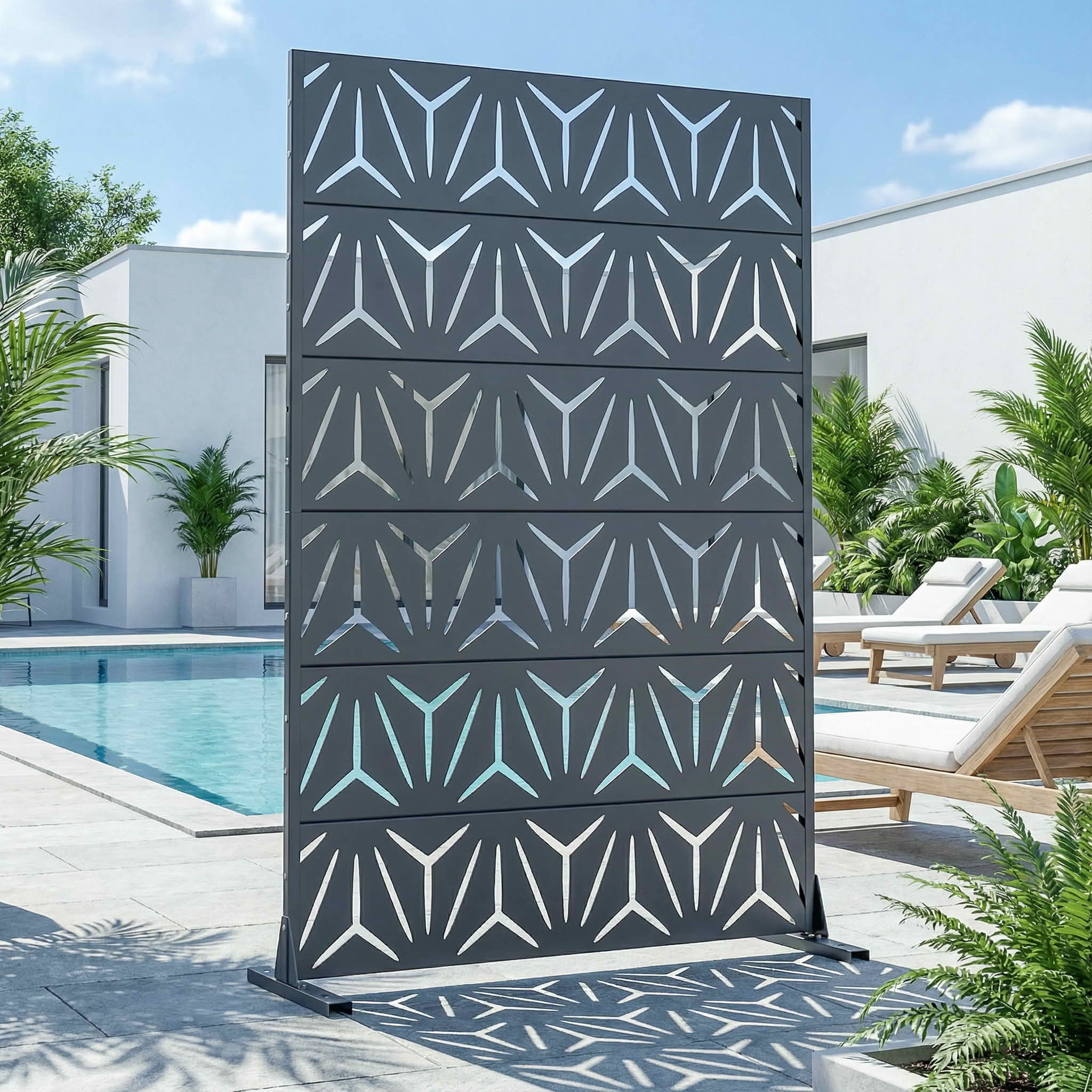 MAYEERTY 72x47 Gray Outdoor Natural Privacy Panel Screen, 6 Piece Set Natural Folding Divider for Backyard and Garden