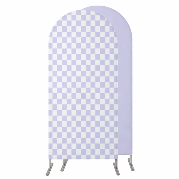 4FT Arch Backdrop Covers, Rustic Purple Plaid Wedding Arch Cover Stretchy, Farmhouse Vintage Grid Checkerboard Chiara Arches Backdrop Stand Covers for Birthday Baby Shower Party Banquet Decor