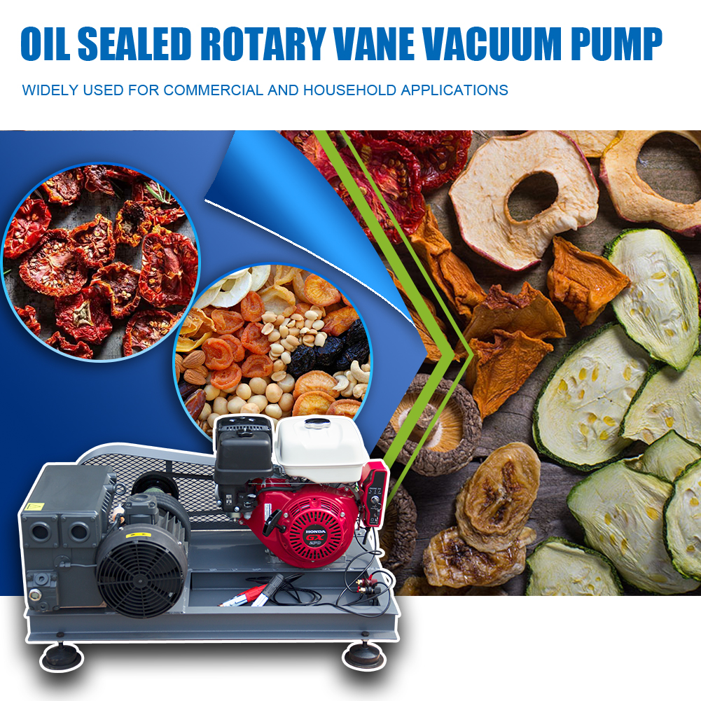 HPDAVV 58.4 CFM Single Stage Oil Sealed Rotary Vane Vacuum Pump Honda Gas GX270 Inlet/Discharge thread NPT 1/4