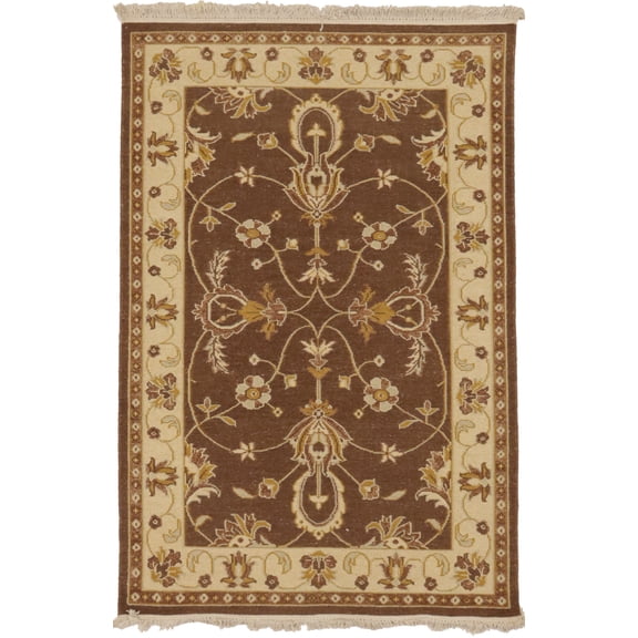 Brown Floral 4X6 Sumak Oriental Rug