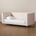 thumbnail image 2 of Bowery Hill Modern Velvet Upholstered and Gold Finished Twin Size Daybed in Pink, 2 of 7