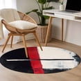 thumbnail image 5 of Red Black Brush Round Area&nbsp;Rug 3.3ft Abstract Modern Non-Slip&nbsp;Washable Circle Rugs Soft Felt Indoor Floor Mat for Bedroom Kitchen Living Room Bathroom, 5 of 9