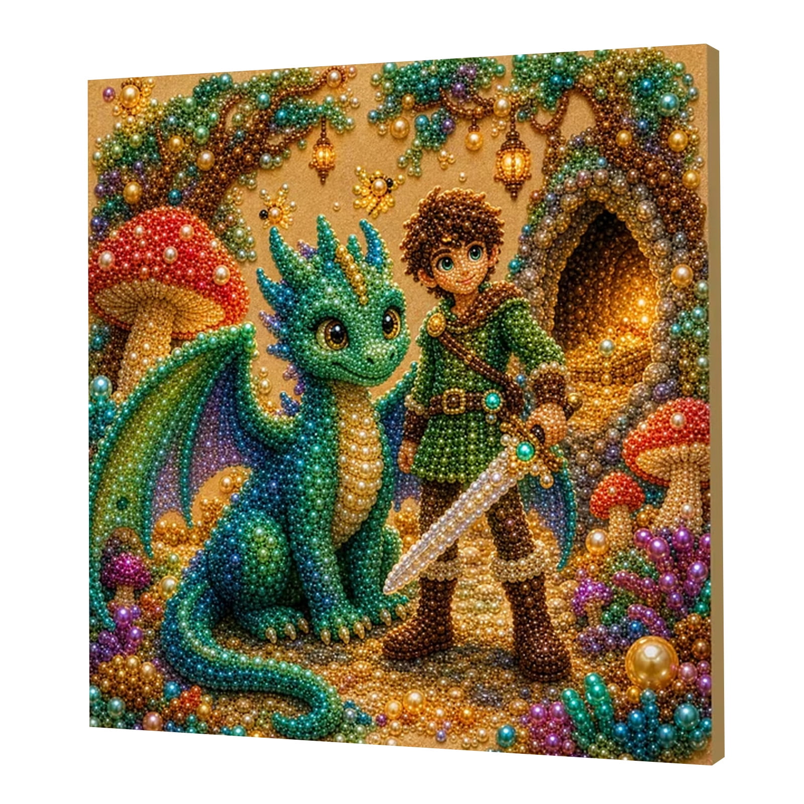 Pearl Craft 3d Pearl Diamond Painting Kit Sparkling Animal Flower Fantasy Bead Art Cat Butterfly Octopus Sunflower Dragon Handmade Craft Desktop Wall Decor Creative Gift for Adults Beginners I
