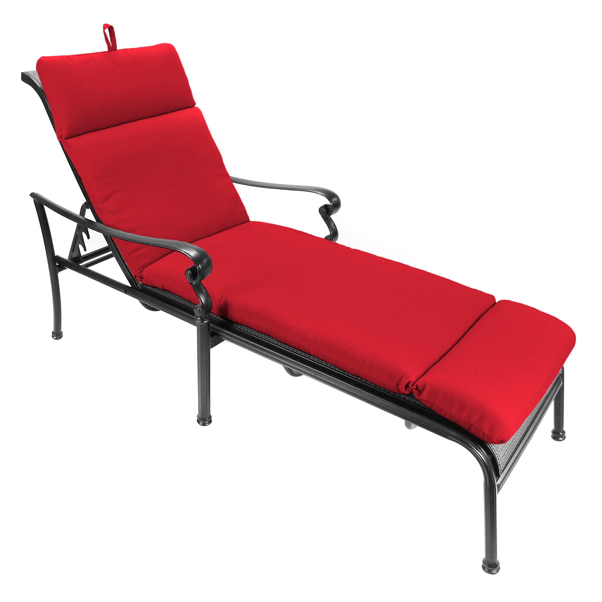 Jordan Manufacturing Sunbrella 74" x 22" Canvas Jockey Red Solid Rectangular Outdoor Chaise Lounge Cushion with Ties and Hanger Loop