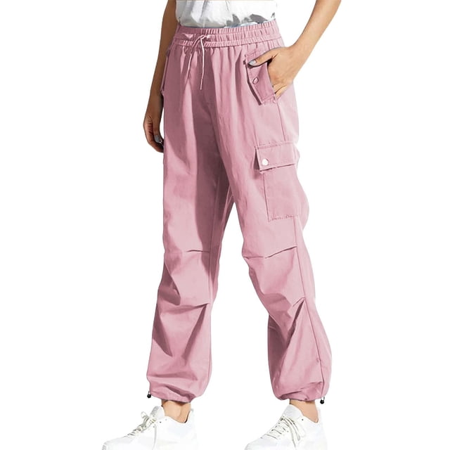 Pantalons de Randonnée pour Femmes, Pantalons Cargo à Jambes Larges, Légers, Taille Haute avec Cordon de Serrage, Pantalons de Jogging Amples avec Poches, Style TTG