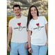 thumbnail image 1 of 1pc Unisex Polyester Crew Neck T-Shirt with Heart Pattern - Casual Knit Fabric, Medium Stretch, All-Season Love You Design, Ideal for Couples Gift Tee For Adult, Men, Women, Teen, Teenager, Adolescen, 1 of 6