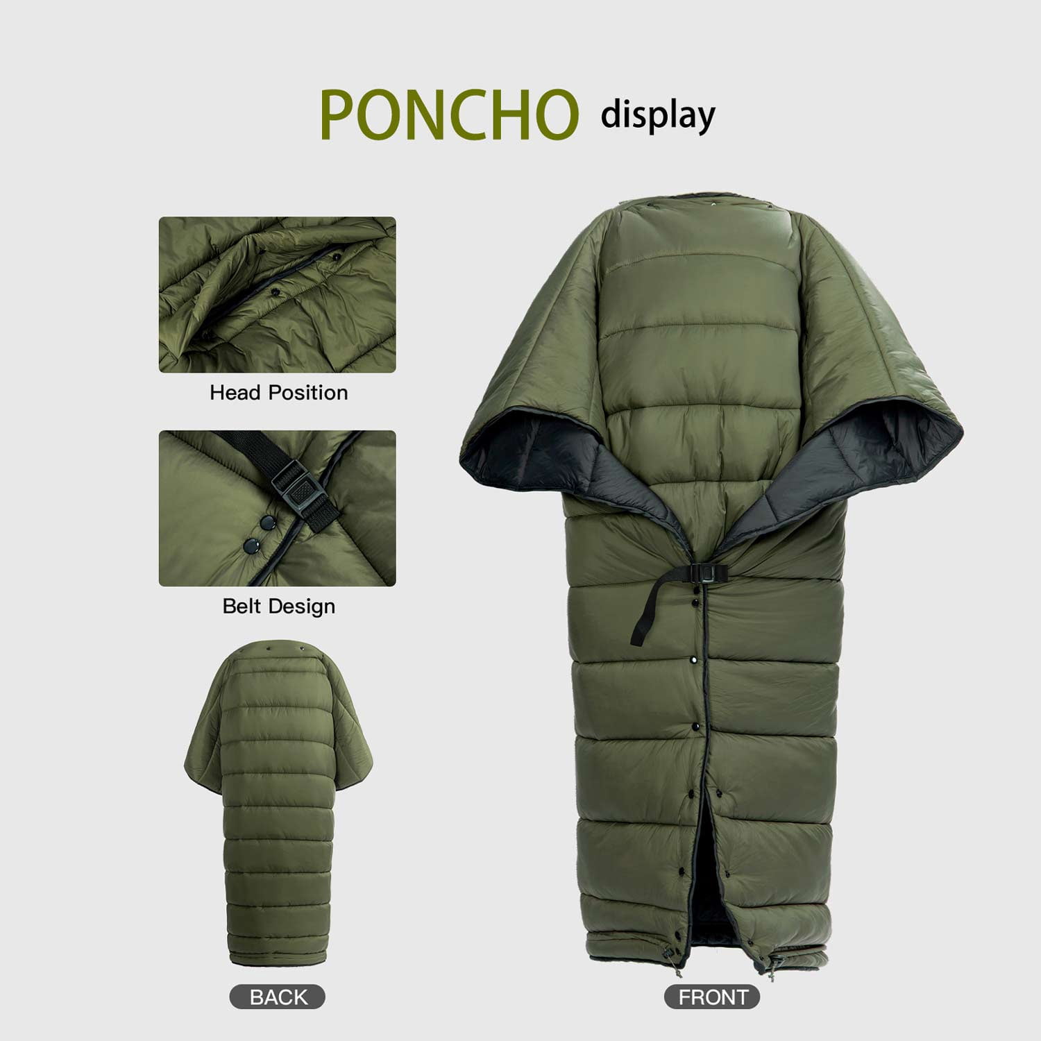 Onewind Hammock Top Quilt,Portable Sleeping Bag 40F, OD Green, 7'1"*4'6"