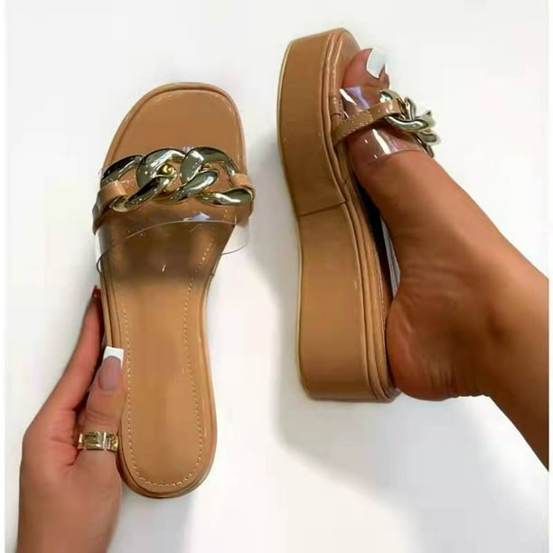 Zapatos de mujer Cadena de moda de verano Sandalias de suela gruesa Zapatillas de playa para mujer Wmkox8yii ytu11296