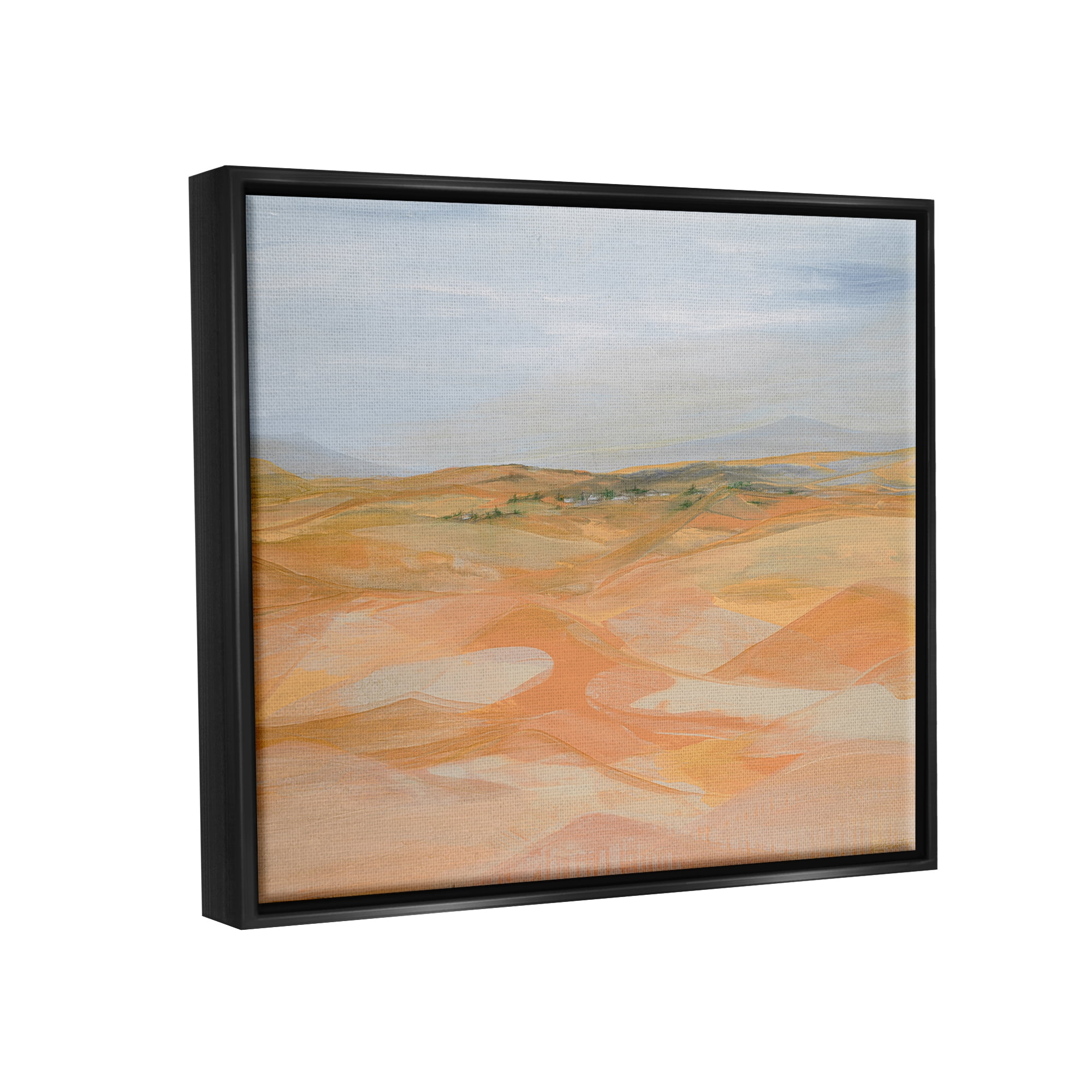 Stupell Industries Abstract Desert Dunes Nature Painting Black Floater Framed Art Print Wall Art, 21 x 17