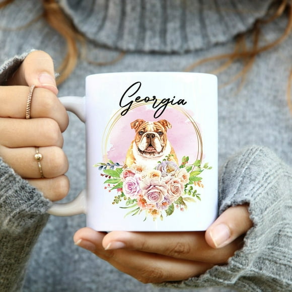 English Bulldog Mug, Bulldog mug, Personalized Cup, Bulldog name mug, Custom English Bulldog Coffee Mug, Dog Photo Mug, custom pet mug