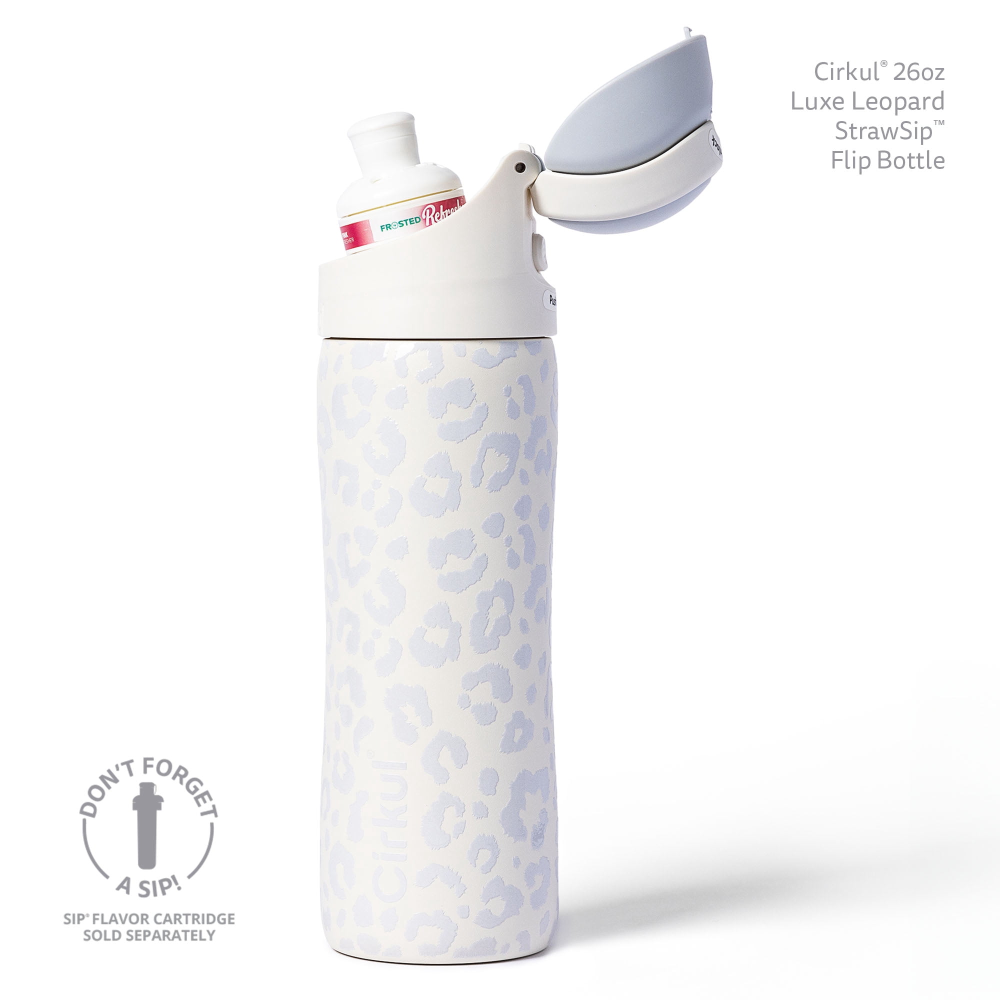 Cirkul® 26oz StrawSip™ Flip Bottle, Luxe Leopard (White Leopard)