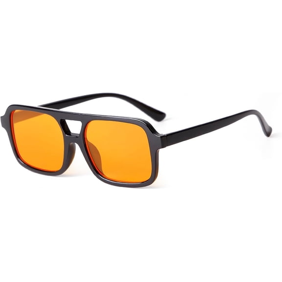 Trendy Square Aviator Sunglasses for Women Retro Small Tortoise Frame | Y2K 90s Style Blue Orange Tinted Shades for Beach, Driving, , Daily Wear