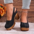 thumbnail image 4 of HomeDM Womens Platform Block Heels Sandals Slingback Closed Toe Dress Pumps Shoes for Summer Party Wedding, Black Size 5.5, 4 of 10