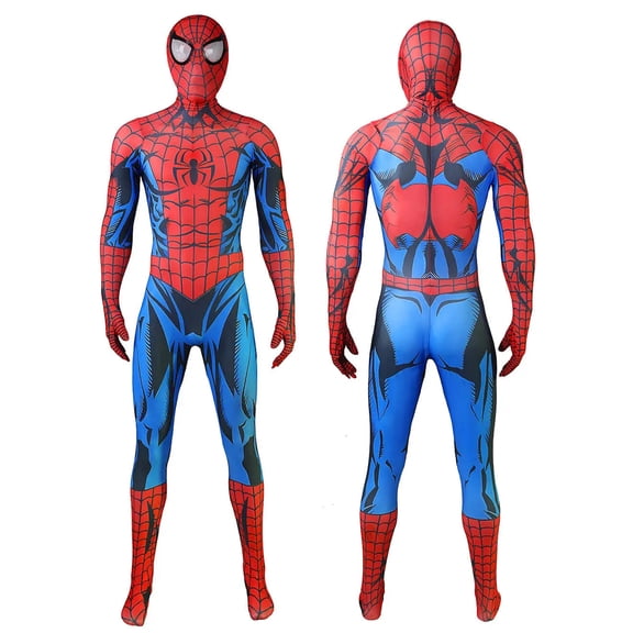 Fall Festival Holiday Dress Up Clothes, Adult Spiderlike Cosplay Costume Jumpsuit, Premium High Elasticity Spandex Superhero Onesie Bodysuit Halloween Party Costume Outfit, Red, 150