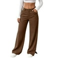thumbnail image 2 of ClodeEU Women's Low Waist Wide Leg Corduroy Pant With Split Leg, Casual Fashions Pant With Pockets Coffee,Womens Plus M, 2 of 8