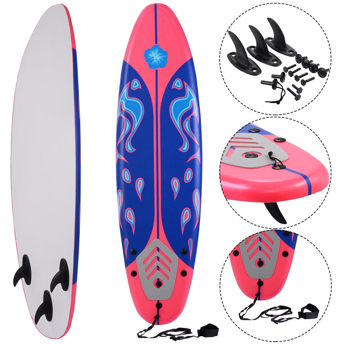 Costway 6' Surfboard Surf Foamie Boards Surfing Beach Ocean Body Boarding Red by Costway
