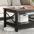 thumbnail image 4 of Coffee Table for Living Room,Modern Farmhouse Coffee Table with Storage,2-Tier Center Table for Living Room Wood Living Room Table Accent Cocktail with Sturdy Frame,Brown, 4 of 8