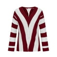 thumbnail image 4 of Timegard Sweaters for Women Striped V Neck Long Sleeve Color Block Pullover Fall Casual Loose Knit Tops, 4 of 7
