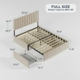 thumbnail image 2 of Asofer Full Bed Frames with 4 Storage Drawers on Wheels, Headboard Adjustable, Wood Slats, Beige, 2 of 11