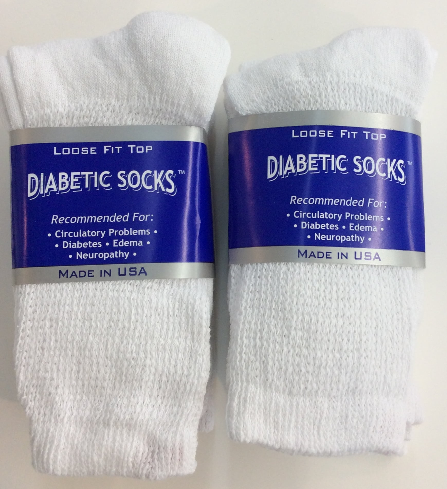 Made in the USA Diabetic Childrens Crew Socks 3 Pack White 6-8 