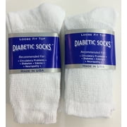 Creswell 6 Pairs White Diabetic Crew Socks 9-11 Size