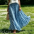 thumbnail image 3 of Boho Skirts for Women Summer Midi Length Loose Fit Plaid Long Flowy Elastic Waist A-Line Skirt Beach Vacation Blue XXL(XXL), 3 of 6