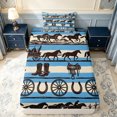 thumbnail image 3 of meiyoeat Western Horse Twin Sheets,Cowboy Print Bedding For Boys,Blue Beige,3 Pieces1 Flat Sheet, 1 Fitted Sheet and 1 Pillowcase, 3 of 6