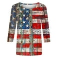 thumbnail image 5 of FAVIPT Womens Plus Size American Flag T Shirts 3/4 Sleeve Round Neck Tunic Tees 4th of July Tie Dye Print Blouses Casual Fashion Comfy Shirts Camouflage,L, 5 of 5