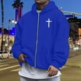 thumbnail image 3 of Men's Jesus Hoodie Loose Fit Zip Up Letter Print Long Sleeve Hoodies Casual Fall Winter Streetwear Hoodies for Men, 3 of 6