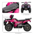 thumbnail image 3 of Aosom VTT 4 Roues 12 V pour Enfants avec Musique, Lumières DEL, Pneus à Bande de Roulement, Rose, 3 of 10