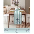 thumbnail image 4 of Table Runner 108 Inches Long for Kitchen Dining, Teal White Striped Dresser Scarf Farmhouse, Dining Table Decorations for Wedding/Parties, Navy Blue Beach Nautical Anchor Ocean Coastal 13 x 108 In, 4 of 9