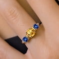thumbnail image 4 of Gem Stone King 925 Sterling Silver and 10K Yellow Gold Yellow Citrine and Blue Created Sapphire 3 Stone Engagement Ring for Women (1.62 Cttw, Cushion Cut 6MM and 4MM, Available in Size 5, 6, 7, 8, 9), 4 of 4