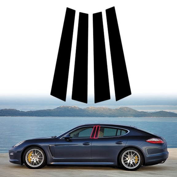 4pcs Glossy Black Pillar Posts Windows Door Covers Trim for 2009-2014 Porsche Panamera