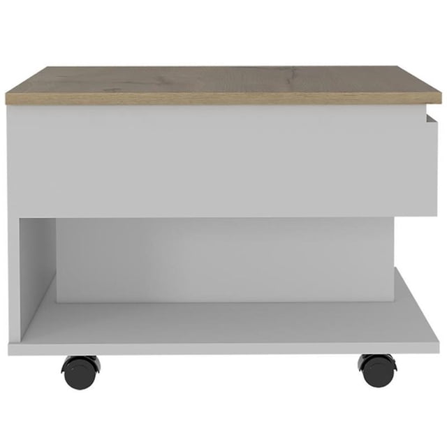 TUHOME Luanda Table Basse à Plateau Relevable avec Rangement Dissimulé et Roulettes, Multicolore
