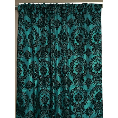 Lovemyfabric Taffeta Flocking Damask Print Window Curtain Panel