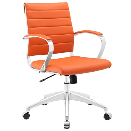 Modern Contemporary Office Chair Orange Faux Leather